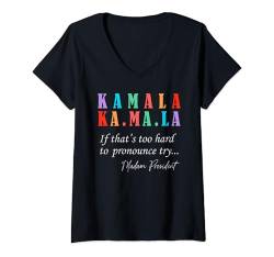 Damen Harris Walz 2024 Retro Vintage US Präsidentschaftswahl 2024 T-Shirt mit V-Ausschnitt von Kamala Harris Tim Walz President 2024