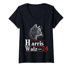 Damen Harris Walz 2024 Retro Vintage US Präsidentschaftswahl 2024 T-Shirt mit V-Ausschnitt von Kamala Harris Tim Walz President 2024