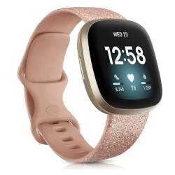 KanaAt LKQASD Silikon-Sportarmband, kompatibel mit Versa 3, Silikonarmband, kompatibel mit Sense-Armband, Ersatz-Smartwatch-Armband, RosePink Sliver(Color:S-rose gold,Size:140mm-185mm) von KanaAt