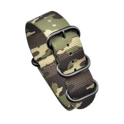 LKQASD Nylonband 20mm 22mm Edelstahl Ringschnalle Uhrenarmband Camo Militär Männer Ersatzband Uhrenzubehör(Camo 2 black,22mm) von KanaAt