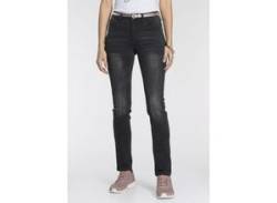 Relax-fit-Jeans KANGAROOS "RELAX-FIT HIGH WAIST" Gr. 32, N-Gr, schwarz (black-used) Damen Jeans knöchelfreie Schnittform, krempelbare Beinabschlüsse von Kangaroos