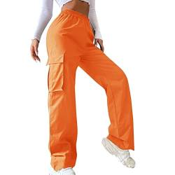 Kanpola Cargohose Damen Baggy Hose High Waist Jogginghose Y2k Pants 90er Streetwear Freizeithose mit Tasche Straight Sweathose für Frauen Streetwear Elastische Taille Parachute Pants von Kanpola Damen Sweatshirts