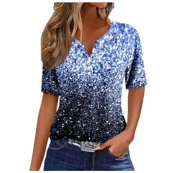 Kanpola Damen Sweatshirts Damen Mit Print Sommer Tshirt Lässiges Farbblock-/Farbverlaufs-Knopf-T-Shirt, lockere, Bequeme Kurzarm-Tops mit V-Ausschnitt von Kanpola Damen Sweatshirts