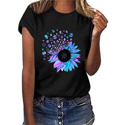 Schulterfrei Pusteblume T-Shirt Damen Sommer Kurzarm Oberteil Casual Rundhals Shirt Kanpola von Kanpola Damen Top