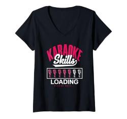 Damen Karaoke Skills Loading Bitte Warten... T-Shirt mit V-Ausschnitt von Karaoke Musik Enthusiasten Party Spaß Liebhaber