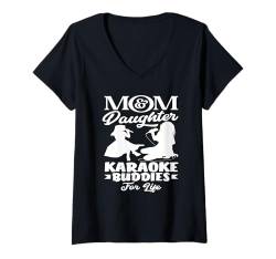 Damen Mama & Tochter Karaoke Freunde Fürs Leben T-Shirt mit V-Ausschnitt von Karaoke Musik Enthusiasten Party Spaß Liebhaber