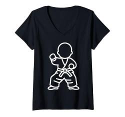 Damen Kinder Niedliches japanisches Kampfkunst Outfit Karate T-Shirt mit V-Ausschnitt von Karate japanische Kampfkunst. Lustiges Karateka