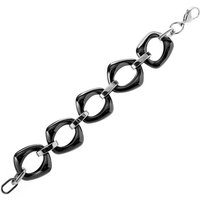 Karisma Edelstahlarmband Frauen Edelstahl Armband - Schwarze Keramik Glieder - Hoch Poliert Breite 30mm - B4049-04 Länge Verstellbar 18 bis 21cm von Karisma