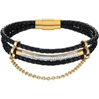 Karisma Lederarmband Karisma Damen Lederarmband 3 Fach gewickelt Edelstahl Zirkonia mit Kette Farbwahl WB-QD101 - Gold von Karisma