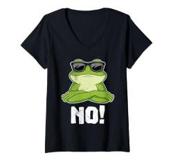 Damen Faschings Frösche NO! Lustiges Karneval Kostüm Cooles T-Shirt mit V-Ausschnitt von Karneval Geschenk Frosch Shirt Fasching Kostüm