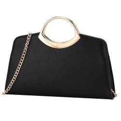 Kasgo Clutch Damen, Mode Vegan Handtasche Frauen Abendtasche Formal Crossbody Tasche für Party Hochzeit Cocktail Prom Schwarz von Kasgo