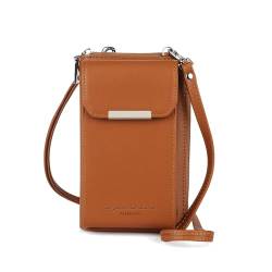 Katech Handytasche Zum Umhängen Damen Mit Geldbörse für Handy Unter 6,5 Zoll, Handtasche Damen Umhängetasche, Schultertasche Damen PU Leder, Kleine Tasche Damen Passt Karten, Geld, Münzen, Braun von Katech