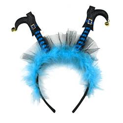 Katutude Halloween Haarbänder Hexenfüße Stirnband Haarband Kopfschmuck Halloween Cosplay Kostüm Haarschmuck für Kinder Erwachsene Party Zubehör Foto Requisiten (Blau) von Katutude