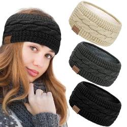 Kavya Stirnband Damen Winter Ohrenwärmer Damen, Gestrickte Haarband Verdicken Haarreifen Elastische Kopfband für Haarschmuck Damen Mädchen Outdoor Workout Yoga Skifahren von Kavya