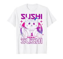 Kawaii Katze isst Sushi Japanisch niedlich ästhetisch Anime Teens T-Shirt von Kawaii Cat Sushi Japanese Retro aesthetic Anime