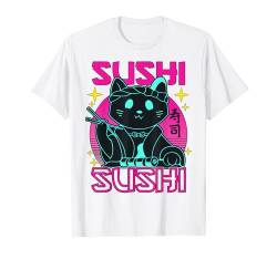 Kawaii Katze isst Sushi Japanisch niedlich ästhetisch Anime Teens T-Shirt von Kawaii Cat Sushi Japanese Retro aesthetic Anime