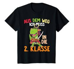 Kinder Dino Aus Dem Weg Ich muss in die 2 Klasse - Einschulung T-Shirt von Kawaii Japanischer Stil Samurai Dino - Schulkind