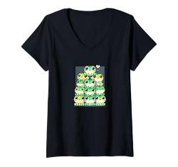 Damen Kawaii Anime Frosch Kinder Damen T-Shirt mit V-Ausschnitt von Kawaii Tees