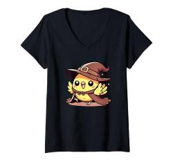 Damen Kawaii Anime Vogel Hexe Gruselige Kinder T-Shirt mit V-Ausschnitt von Kawaii Tees