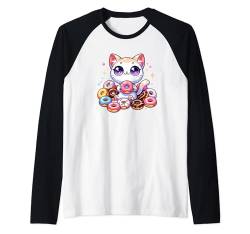 Kawaii Anime Cat Donuts Süße Kinder Damen Raglan von Kawaii Tees