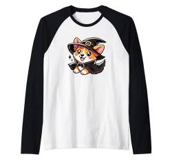 Kawaii Anime Halloween Corgi Hexe Kinder Damen Raglan von Kawaii Tees