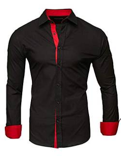 Kayhan Herren Hemd, TwoFace Schwarz/Ärmel Rot 4XL von Kayhan