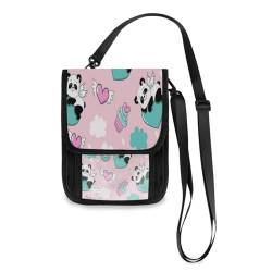 Kcldeci Reisebrieftaschen, Geldbörsen, Handytaschen, Crossbody-Taschen, Cartoon-Panda-Herz, Reise-Halstasche, Reisepasshülle für Damen und Herren, mehrfarbig, Einheitsgröße, Casual von Kcldeci