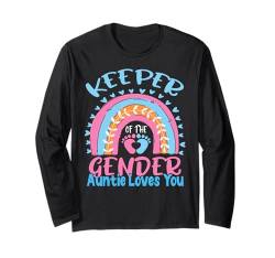 Keeper Of The Gender Auntie Loves You Baby Shower Ankündigung Langarmshirt von Keeper Of The Gender Auntie Gender Reveal Baby Tee