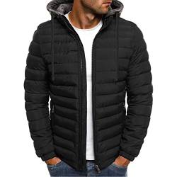 Keerlonno Softshelljacke Herren Function Wintermantel Lang Mit Kapuze Jacke Steppjacke Puffer Daunenjacke Leicht Blau Langarm Einfarbig Winterjacke Vintage Sweatjacke Übergangsjacke Schwarz Winter von Keerlonno