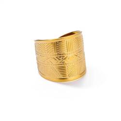 Kelapornt Ring Ringe Damen Bijouterie Herren Geometrische Glänzende Offene Breite Ringe Für Frauen Minimalistische Goldfarbe Opeing Verstellbarer Ehering Weiblicher Schmuck Größenveränderbar Jz5981G von Kelapornt