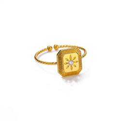 Kelapornt Ring Ringe Damen Bijouterie Herren Unregelmäßige Geometrische Glänzende Offene Ringe Für Frauen Minimalistischer Goldfarbe Verstellbarer Ehering Weiblicher Schmuck Größenveränderbar Jz5826G von Kelapornt