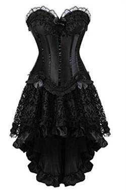 Martya Sexy Damen Gothic Body Shaper Corsage Korsett mit Rock Corsagenkleid Übergrößen von Kelvry