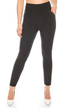 Kendindza Collection Kendindza Damen-Hose Leggings High-Waist Blickdicht elastischer Dehnbund Stretch-Hose mit Hochbund, XXL, Schwarz von Kendindza Collection