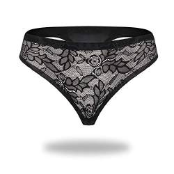 Kendinzda Damen 5er / 10er Set Unterhosen String-Tanga Spitzen-Unterwäsche Netz sexy Hot Pants (10 Stück - Schwarz, L) von Kendindza Collection