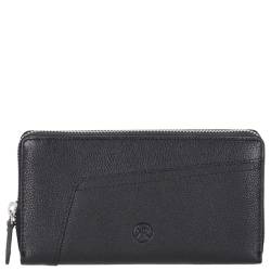 Kenorada Langbörse Damen Euphrat Long Zip Wallet | große Börse für Damen | Portemonnaie aus echtem Leder | Separates Münzfach und 11 Kartenfächer | Portmonee Damen Echtleder (schwarz) von Kenorada