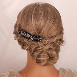 Kercisbeauty Haarspange mit schwarzen Strasssteinen, für Damen und Mädchen, Punk, Gothic, handgefertigt, Schwarz von Kercisbeauty