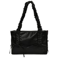 Kexpery Umhängetasche aus PU-Leder für Damen, Umhängetasche mit Fliege, Schultertasche, Schultertasche, Schultertasche, Tragetasche, Einkaufstasche, Schwarz von Kexpery