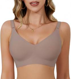 Damen BH Ohne Bügel Soft Nahtlos Bügelloser BH Damen Ohne Bügel Push Up Große Größen Gepolstert Tiefer V-Ausschnitt Bralette Komfort-BH Optim Sitz & Maximaler Halt Klassischer T Shirt BH Damen von Kfnire