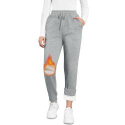 Kfnire Damen Jogginghose Warmer Sherpa-Fütterung | Thermo Fleece Sweathose Damen Winterhose - 2 Taschen | Hohe Taille | Kordelzug | Verdickte Outdoor Freizeit Sporthose Winterhose für Damen von Kfnire