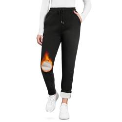 Kfnire Damen Jogginghose Warmer Sherpa-Fütterung | Thermo Fleece Sweathose Damen Winterhose - 2 Taschen | Hohe Taille | Kordelzug | Verdickte Outdoor Freizeit Sporthose Winterhose für Damen von Kfnire