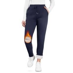 Kfnire Damen Jogginghose Warmer Sherpa-Fütterung | Thermo Fleece Sweathose Damen Winterhose - 2 Taschen | Hohe Taille | Kordelzug | Verdickte Outdoor Freizeit Sporthose Winterhose für Damen von Kfnire