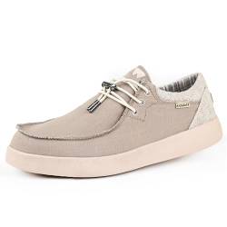 Kickback Haven Schuhe - Herren Mokassins - Farbe Tan - Leichte Schnürschuhe Herren Smart Casual Schuhe - All Day Comfort Herren Canvas Schuhe - Herren Slip On Schuhe - Größe EU45 von Kickback