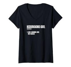 Damen Kickboxing Girl Definition Lustige Kickboxerin für Frauen T-Shirt mit V-Ausschnitt von Kickboxing Passion For Kickboxer