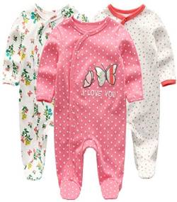 Kiddiezoom Baby-Jungen Mädchen Schlafstrampler, 4er Pack von Kiddiezoom