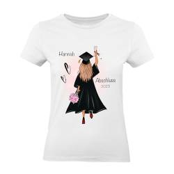 Kiddle-Design Bachelor Master Abitur 2023 T-Shirt Abschluss Geschenk Personalisiert Name Absolventin Doktor Frauen Damen Schulabschluss Abi S von Kiddle-Design