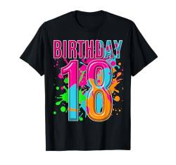 18 Geburtstag Shirt Mädchen Jungen 18 Jahre Farbspritzer T-Shirt von Kids Birthday Party, Awesome Birthday Party Wear