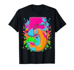 5. Geburtstag T-Shirt für Mädchen Jungen 5 Jahre Farbspritzer T-Shirt von Kids Birthday Party, Awesome Birthday Party Wear