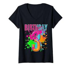 Damen 3. Geburtstag Happy Birthday Boy 3 Jahre alt T-Shirt mit V-Ausschnitt von Kids Birthday Party, Kids Birthday Gifts Co.