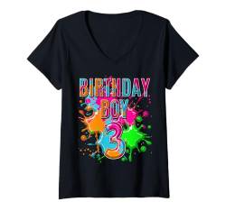 Damen 3. Geburtstag Happy Birthday Boy 3 Jahre alt T-Shirt mit V-Ausschnitt von Kids Birthday Party, Kids Birthday Gifts Co.