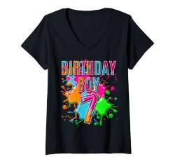 Damen 7. Geburtstag, 7. Geburtstag, Jungen, 7 Jahre alt T-Shirt mit V-Ausschnitt von Kids Birthday Party, Kids Birthday Gifts Co.